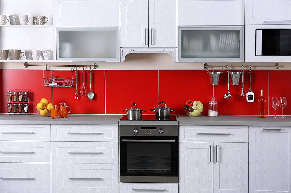 Bright red luxury kitchen room decor