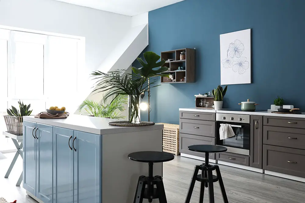 Navy blue stylish modern kitchen