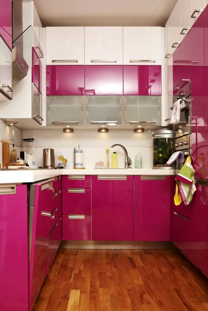 Poppin pink contemporary kitchen