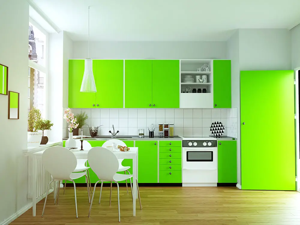 Spring green in cabinets